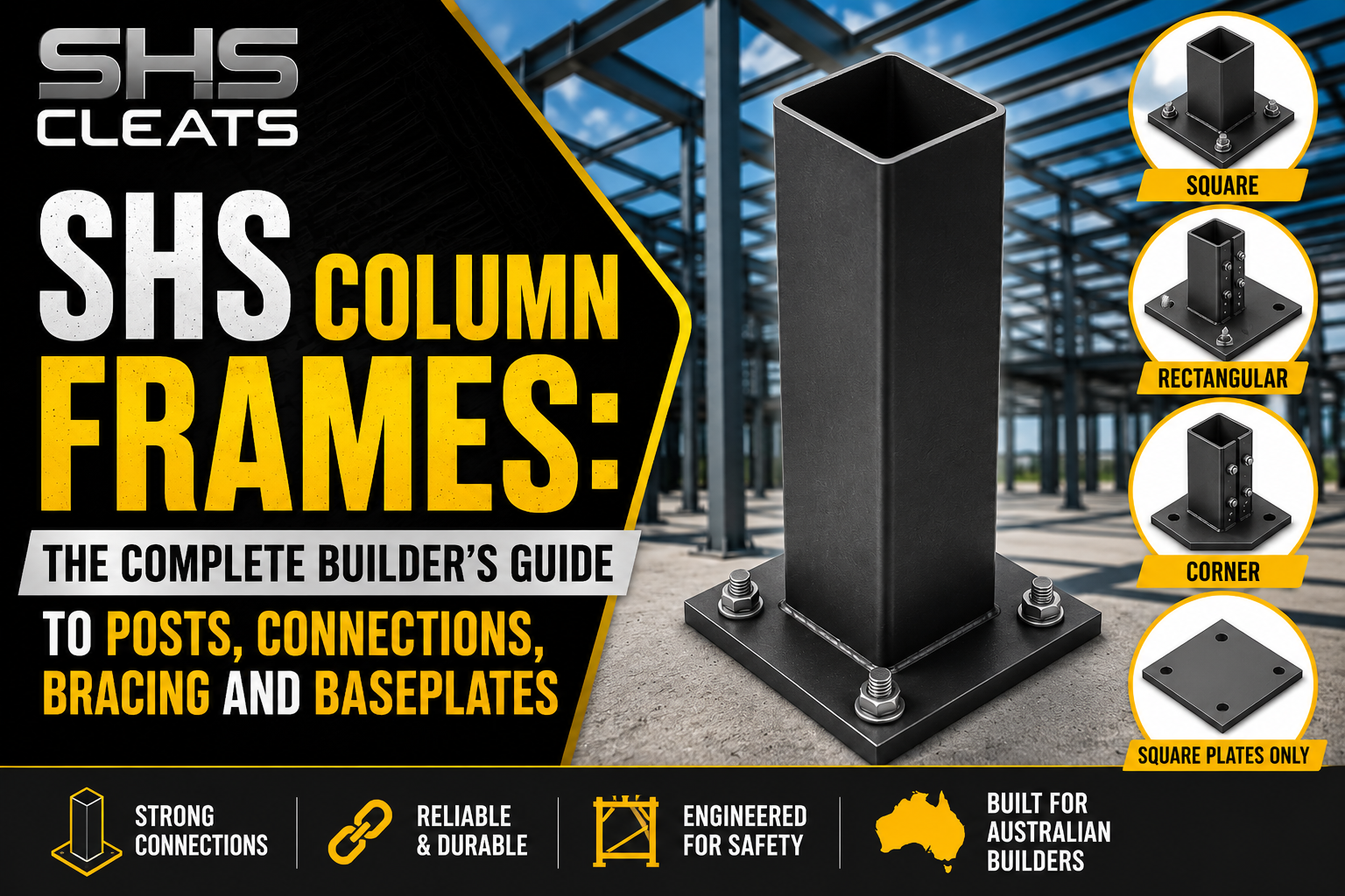 Steel column frames and baseplates guide